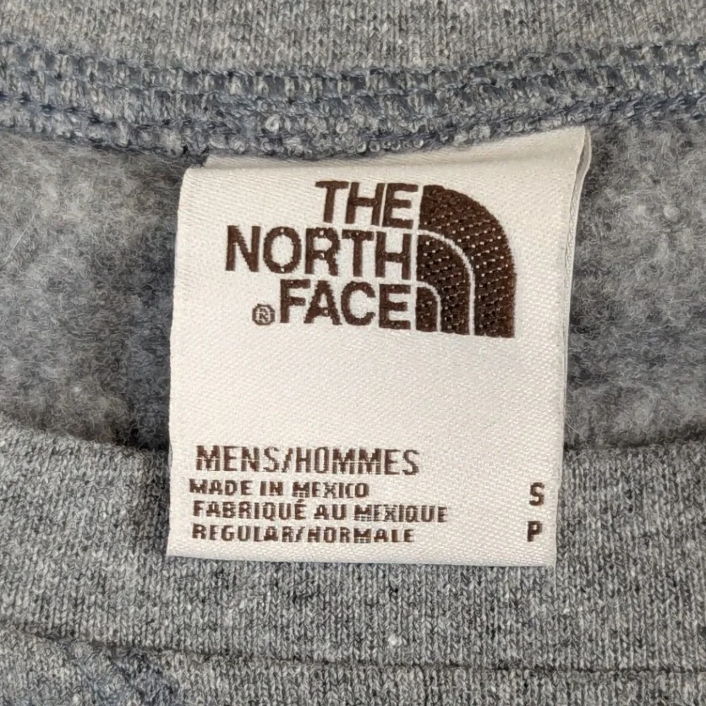 The North Face Mens Crewneck Sweatshirt Heather Gray Logo Fleece Small